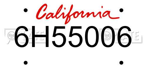 6H55006 California License Plate