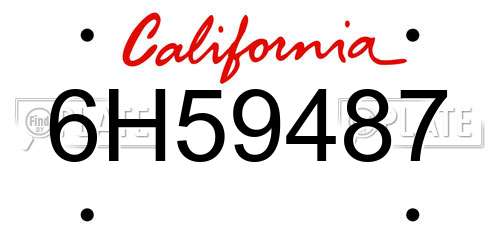 6H59487 California License Plate