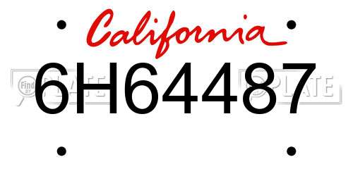 6H64487 California License Plate