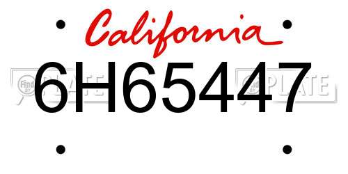 6H65447 California License Plate