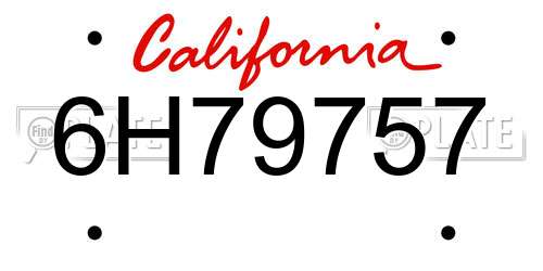 6H79757 California License Plate