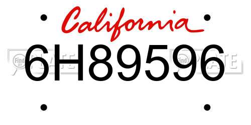 6H89596 California License Plate