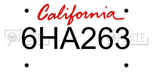 6HA263 California License Plate