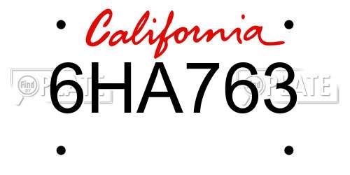 6HA763 California License Plate