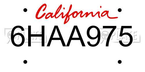6HAA975 California License Plate