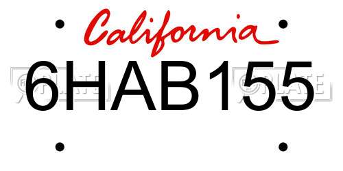 6HAB155 California License Plate