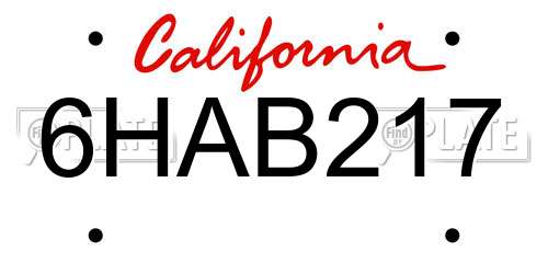 6HAB217 California License Plate