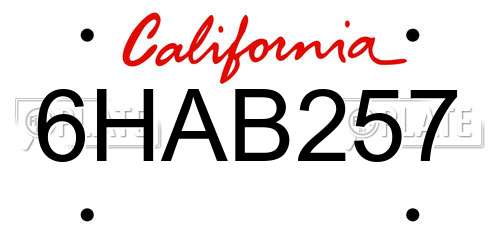 6HAB257 California License Plate