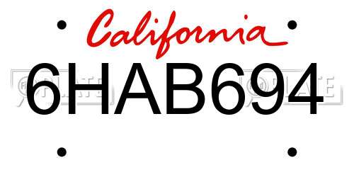 6HAB694 California License Plate