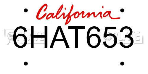 6HAT653 California License Plate