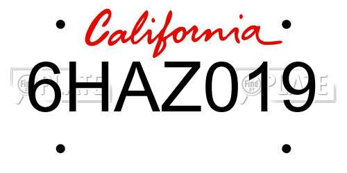 6HAZ019 California License Plate