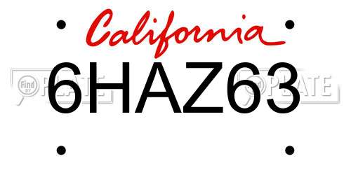 6HAZ63 California License Plate