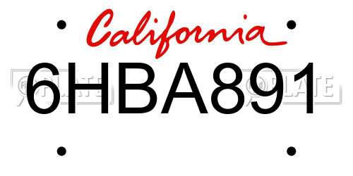 6HBA891 California License Plate
