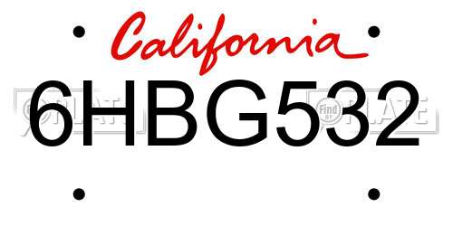 6HBG532 California License Plate