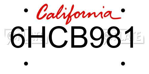 6HCB981 California License Plate