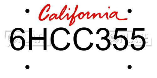 6HCC355 California License Plate