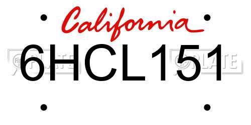 6HCL151 California License Plate