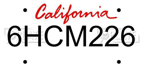 6HCM226 California License Plate