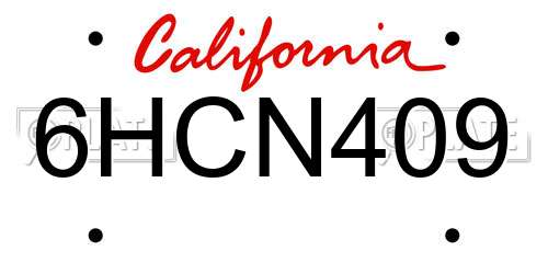 6HCN409 California License Plate