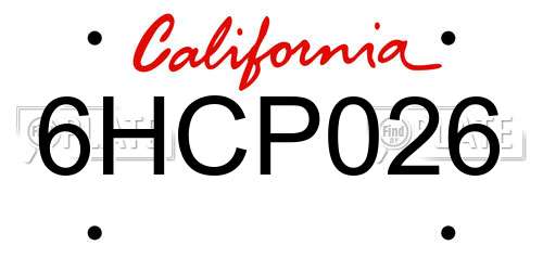 6HCP026 California License Plate