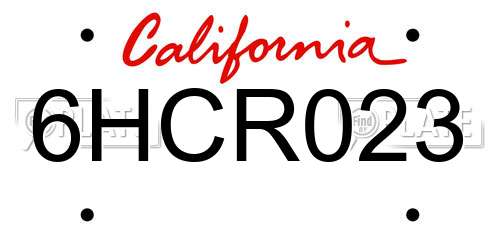 6HCR023 California License Plate