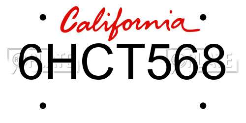 6HCT568 California License Plate