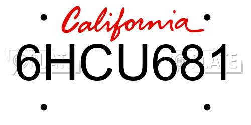 6HCU681 California License Plate