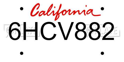 6HCV882 California License Plate