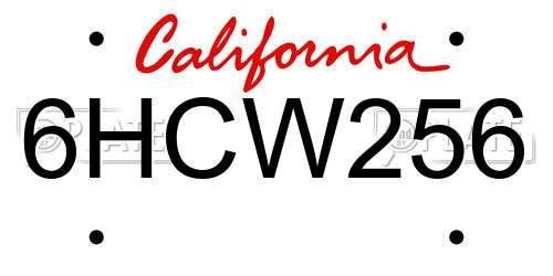 6HCW256 California License Plate