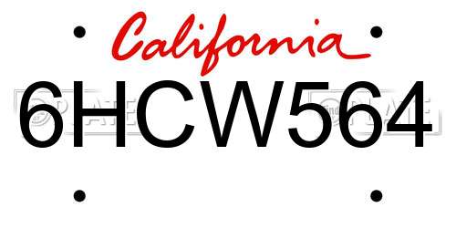 6HCW564 California License Plate