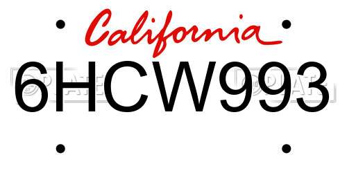 6HCW993 California License Plate