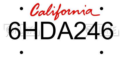 6HDA246 California License Plate