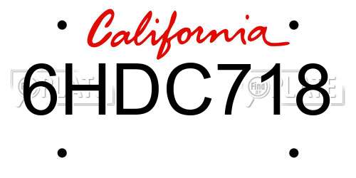 6HDC718 California License Plate