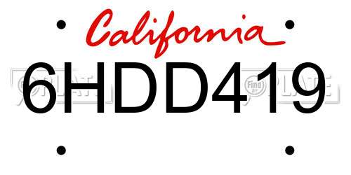 6HDD419 California License Plate