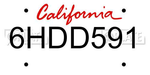 6HDD591 California License Plate