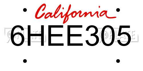 6HEE305 California License Plate