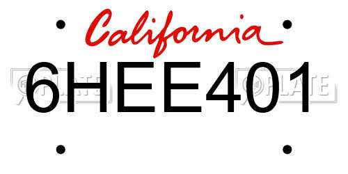 6HEE401 California License Plate