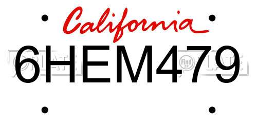 6HEM479 California License Plate