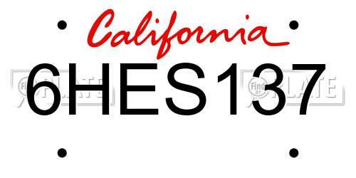 6HES137 California License Plate