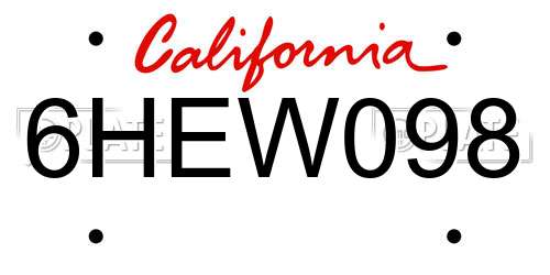 6HEW098 California License Plate