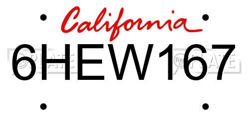 6HEW167 California License Plate