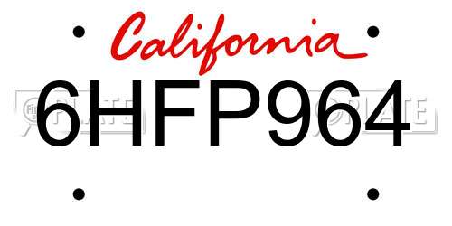 6HFP964 California License Plate
