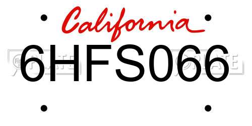 6HFS066 California License Plate