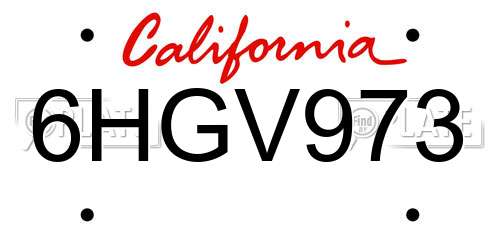 6HGV973 California License Plate