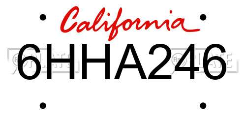 6HHA246 California License Plate