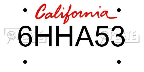 6HHA53 California License Plate