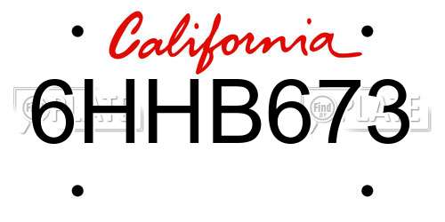 6HHB673 California License Plate