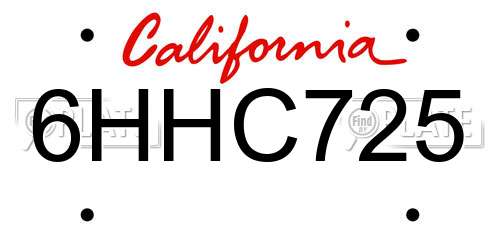 6HHC725 California License Plate