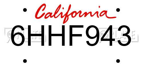 6HHF943 California License Plate