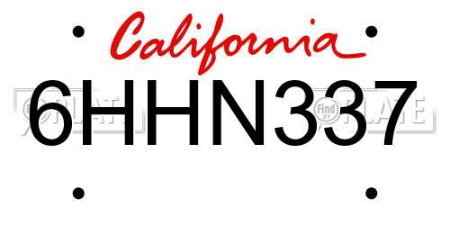 6HHN337 California License Plate